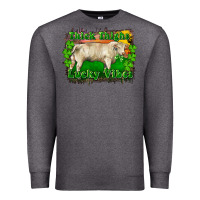 Charcoal Heather Thick Thighs Lucky Vibes Charolais Bull Premium Sweatshirt - RanaPortraitStore