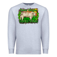 Heather Grey Thick Thighs Lucky Vibes Charolais Bull Premium Sweatshirt - RanaPortraitStore
