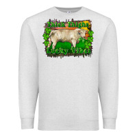 Oatmeal Heather Thick Thighs Lucky Vibes Charolais Bull Premium Sweatshirt - RanaPortraitStore