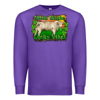 Purple Thick Thighs Lucky Vibes Charolais Bull Premium Sweatshirt - RanaPortraitStore
