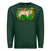 Sports Green Thick Thighs Lucky Vibes Charolais Bull Premium Sweatshirt - RanaPortraitStore