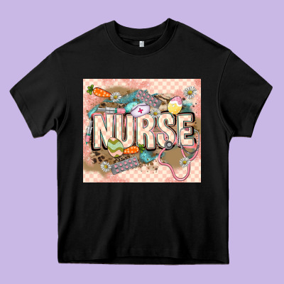 Easter Nurse Heavy Core Tee Designed By Lillyallendesigns