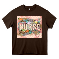 Chocolate Brown Easter Nurse Heavy Core Tee - LillyAllenDesigns