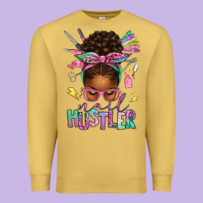 Premium Sweatshirt nail hustler afro messy bun