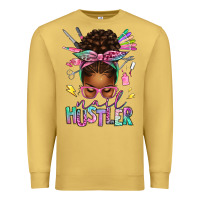 Antique Gold nail hustler afro messy bun Premium Sweatshirt - texasbilliewilder