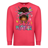 Cardinal nail hustler afro messy bun Premium Sweatshirt - texasbilliewilder