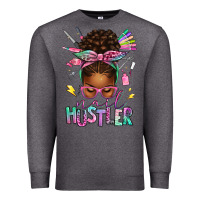 Charcoal Heather nail hustler afro messy bun Premium Sweatshirt - texasbilliewilder