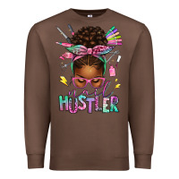Chestnut nail hustler afro messy bun Premium Sweatshirt - texasbilliewilder