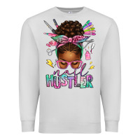 Dove Grey nail hustler afro messy bun Premium Sweatshirt - texasbilliewilder