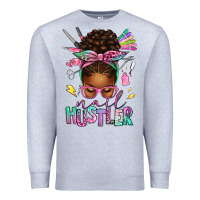 Heather Grey nail hustler afro messy bun Premium Sweatshirt - texasbilliewilder