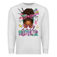 Oatmeal Heather nail hustler afro messy bun Premium Sweatshirt - texasbilliewilder