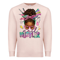 Pale Pink nail hustler afro messy bun Premium Sweatshirt - texasbilliewilder
