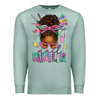Seafoam nail hustler afro messy bun Premium Sweatshirt - texasbilliewilder