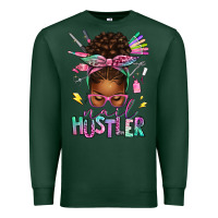 Sports Green nail hustler afro messy bun Premium Sweatshirt - texasbilliewilder