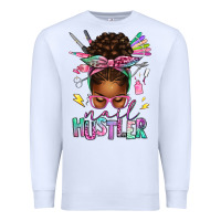 White nail hustler afro messy bun Premium Sweatshirt - texasbilliewilder