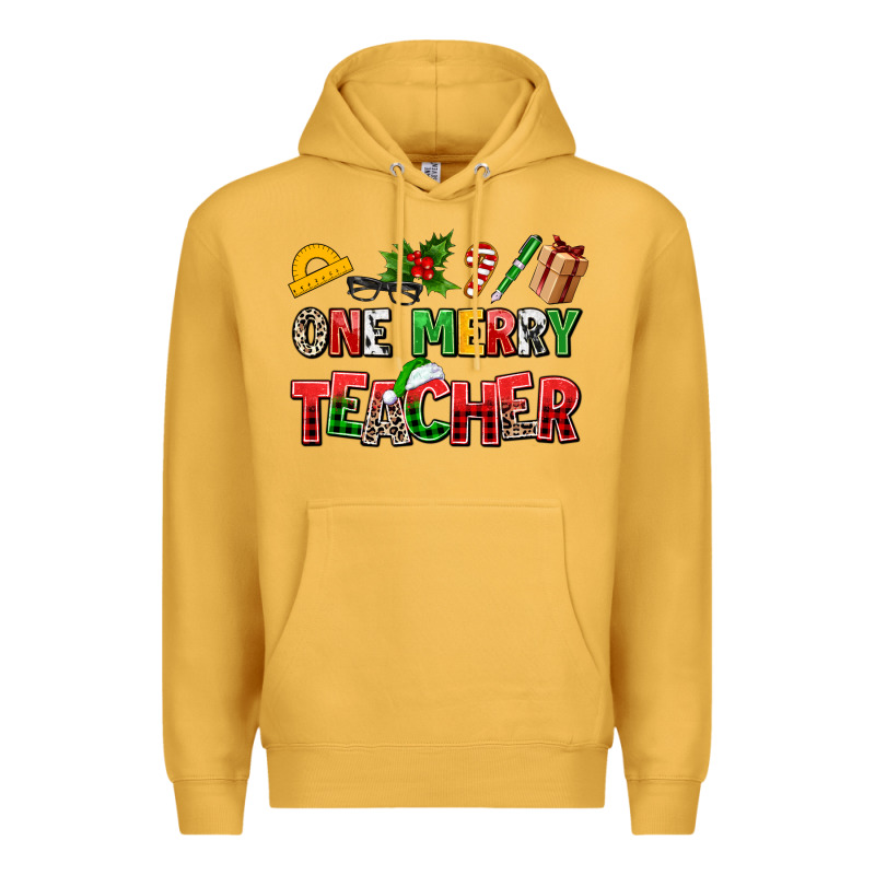 One Merry Teacher Premium Hoodie by AdoDesignShop | Teevron