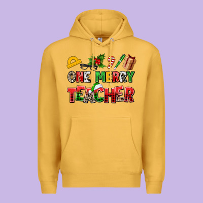 One Merry Teacher Premium Hoodie Designed By Adodesignshop