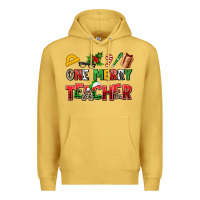 Antique Gold one merry teacher Premium Hoodie - AdoDesignShop