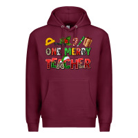 Burgundy one merry teacher Premium Hoodie - AdoDesignShop