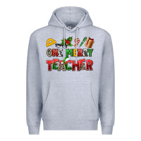 Heather Grey one merry teacher Premium Hoodie - AdoDesignShop