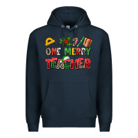Navy one merry teacher Premium Hoodie - AdoDesignShop