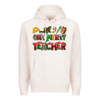 Pale Pink one merry teacher Premium Hoodie - AdoDesignShop