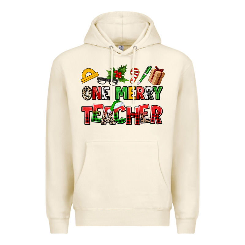 One Merry Teacher Premium Hoodie by AdoDesignShop | Teevron