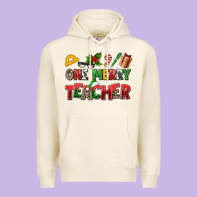 One Merry Teacher Premium Hoodie Designed By Adodesignshop