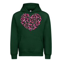 Forest Green breast cancer ribbon heart Urban Hoodie - AdoDesignShop