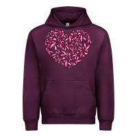 Mauve Wine breast cancer ribbon heart Urban Hoodie - AdoDesignShop