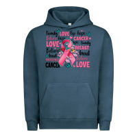 Pigment Midnight Navy breast cancer ribbons with cancer words Urban Hoodie - AdoDesignShop