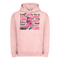Pigment Salmon breast cancer ribbons with cancer words Urban Hoodie - AdoDesignShop