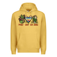 Antique Gold peace love san judas Premium Hoodie - JahusDesignShop