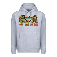 Heather Grey peace love san judas Premium Hoodie - JahusDesignShop