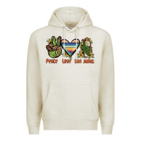 Oatmeal Heather peace love san judas Premium Hoodie - JahusDesignShop