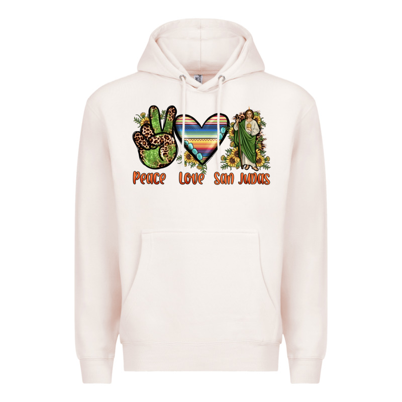 Peace Love San Judas Premium Hoodie by JahusDesignShop | Teevron