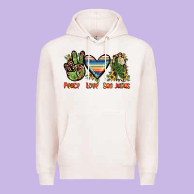 Peace Love San Judas Premium Hoodie Designed By Jahusdesignshop