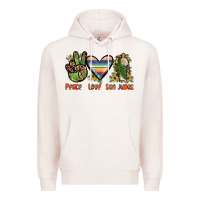 Pale Pink peace love san judas Premium Hoodie - JahusDesignShop