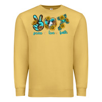 Antique Gold peace love faith Premium Sweatshirt - texasbilliewilder