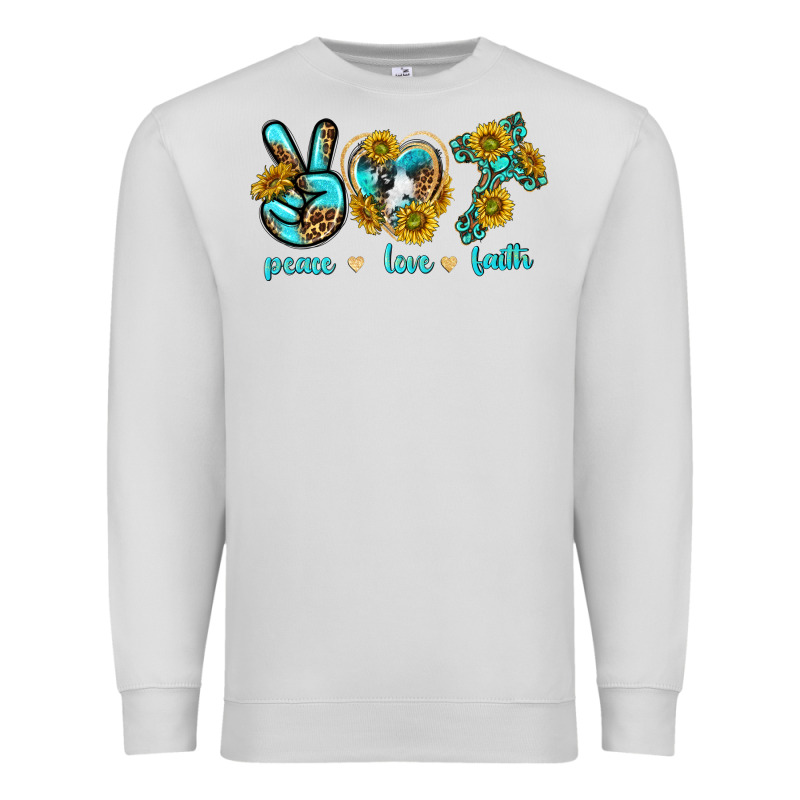Peace Love Faith Premium Sweatshirt by texasbilliewilder | Teevron
