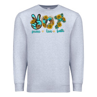Heather Grey peace love faith Premium Sweatshirt - texasbilliewilder