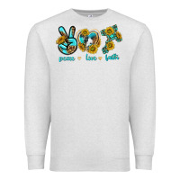 Oatmeal Heather peace love faith Premium Sweatshirt - texasbilliewilder