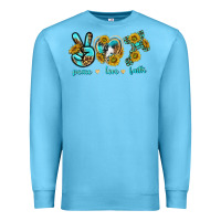 Ocean Blue peace love faith Premium Sweatshirt - texasbilliewilder