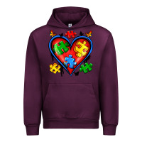 Mauve Wine autism heart Urban Hoodie - Artiststas