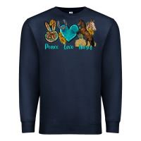 Navy peace love horses tbw Premium Sweatshirt - texasbilliewilder