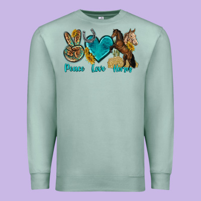 Premium Sweatshirt peace love horses tbw