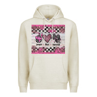Oatmeal Heather peace love racing Premium Hoodie - JahusDesignShop