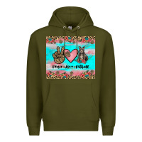 Army Green peace love pitbull Premium Hoodie - JahusDesignShop