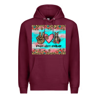 Burgundy peace love pitbull Premium Hoodie - JahusDesignShop