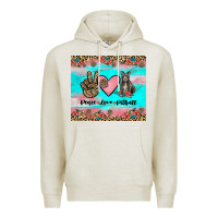 Oatmeal Heather peace love pitbull Premium Hoodie - JahusDesignShop